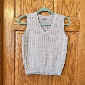 John Galt Sweater Vest Womens M Light Purple Cable Knit V-Neck